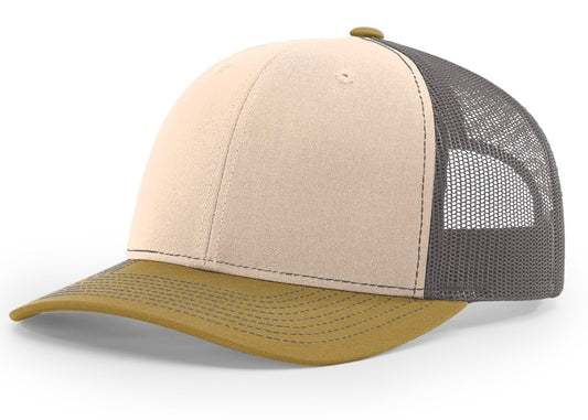 112 Trucker Cap: Mink-Charcoal-Amber